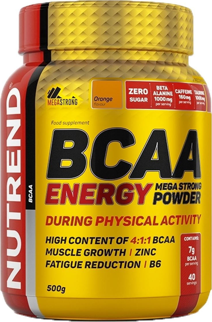 Φωτογραφία προϊόντος: Nutrend BCAA Energy Mega Strong Powder 500gr Πορτοκάλι