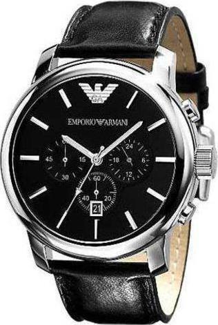 Φωτογραφία προϊόντος: Emporio Armani Classic Chronograph Black Leather Strap