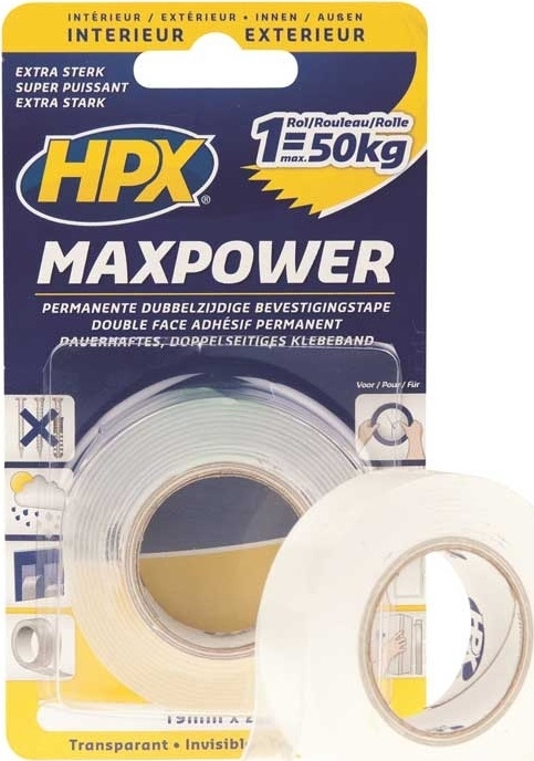 Φωτογραφία προϊόντος: HPX Ταινία Διπλής Όψης Max Power Transparent HT1905 19mm x 5m
