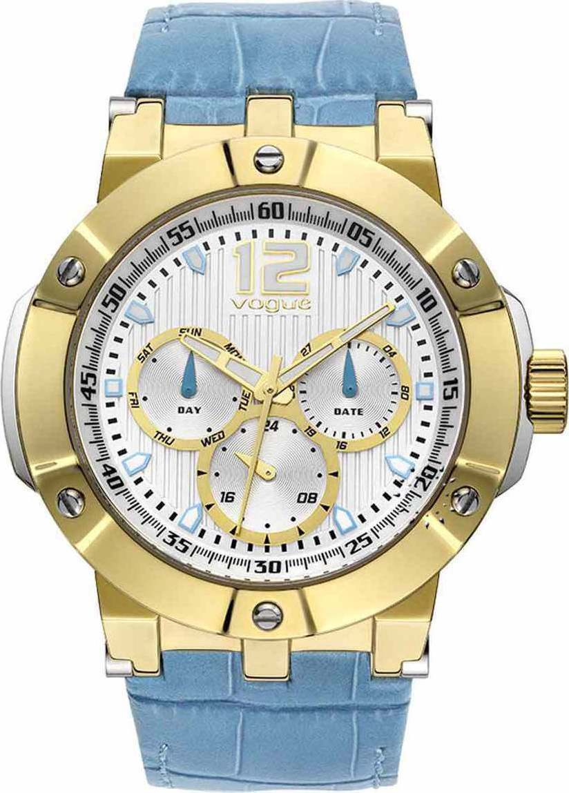 Φωτογραφία προϊόντος: Vogue Elegance Gold Blue Leather Strap