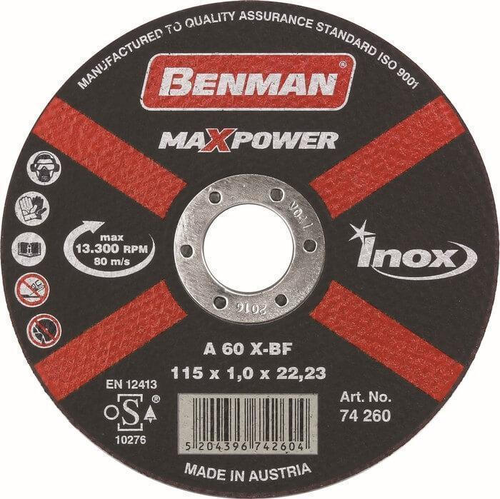 Φωτογραφία προϊόντος: Benman Δίσκος Κοπής Inox Maxpower 115mm 74260 1τμχ
