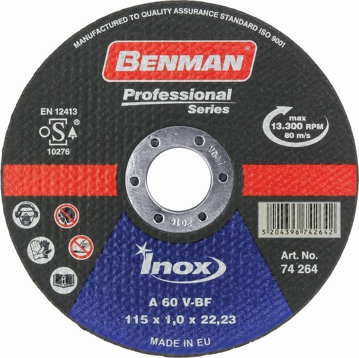 Φωτογραφία προϊόντος: Benman Δίσκος Κοπής Inox-CD PROFESSIONAL 115mm 74264