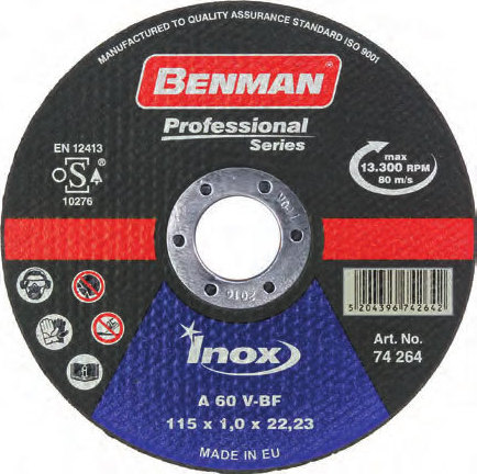 Φωτογραφία προϊόντος: Benman Δίσκος Κοπής Inox-CD Professional 230mm 74297 1τμχ