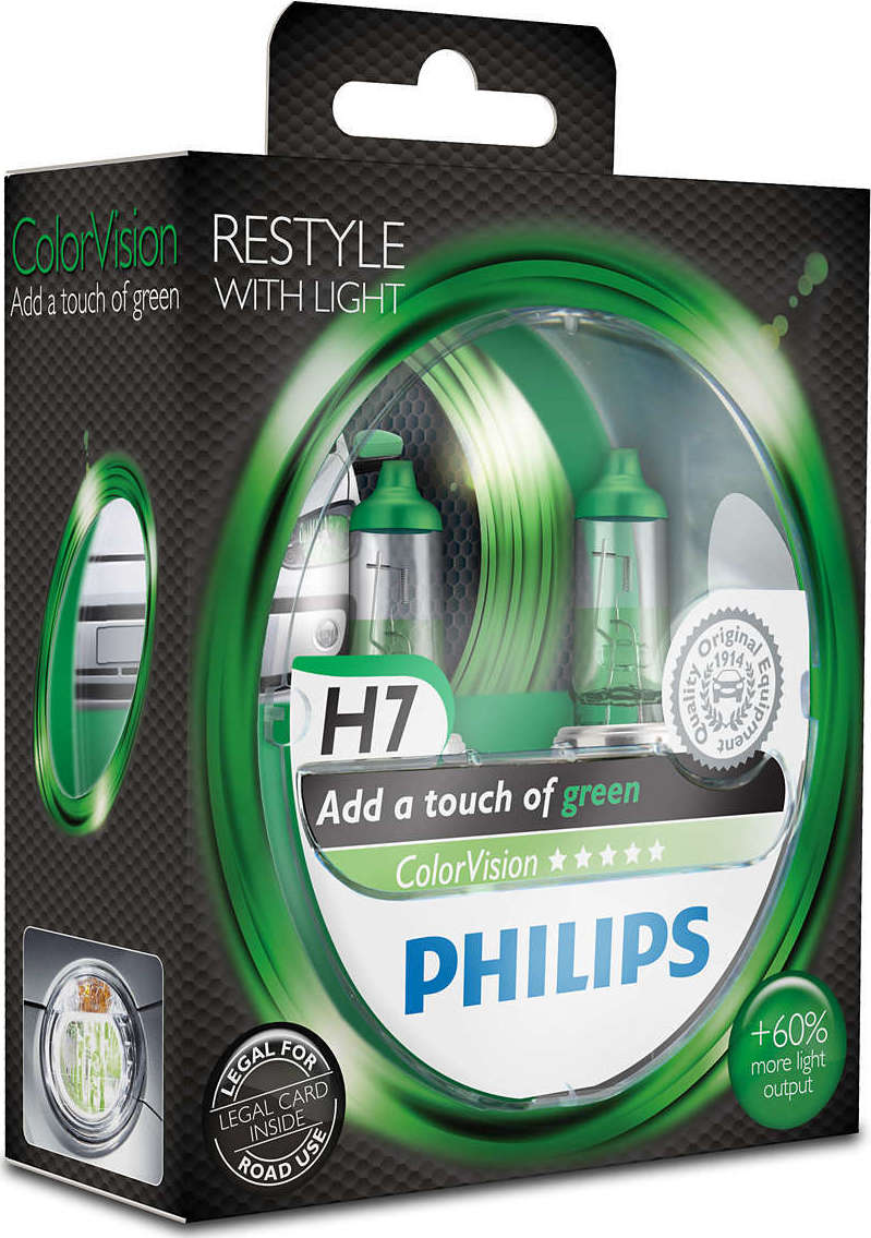 Φωτογραφία προϊόντος: Philips H7 ColorVision Green Car +60% 12V 2τμχ