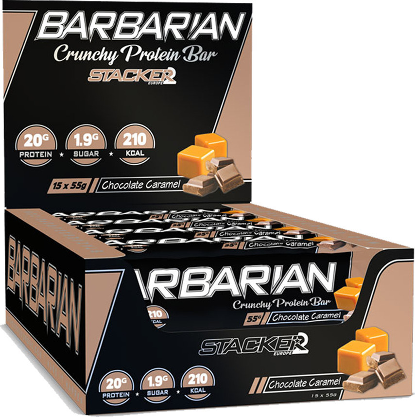 Φωτογραφία προϊόντος: Stacker 2 Barbarian Crunchy Protein Bar 15 x 55gr Chocolate Caramel