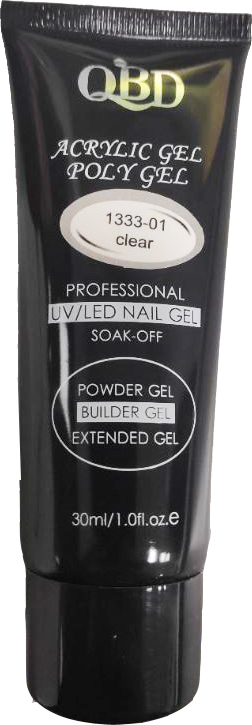 Φωτογραφία προϊόντος: GEL ΧΤΙΣΙΜΑΤΟΣ QBD ACRYLIC GEL UV/LED NAIL GEL - SOAK OFF CLEAR 30ML 1333-01