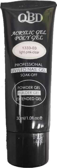 Φωτογραφία προϊόντος: GEL ΧΤΙΣΙΜΑΤΟΣ QBD ACRYLIC GEL UV/LED NAIL GEL - SOAK OFF LIGHT PINK CLEAR 30ML 1333-03