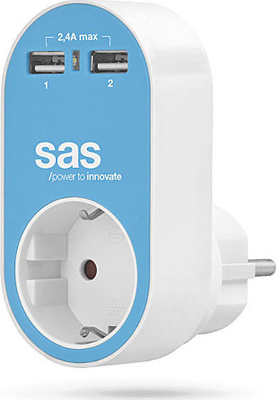Φωτογραφία προϊόντος: SAS 2x USB Wall Adapter Μπλε (100-15-127)