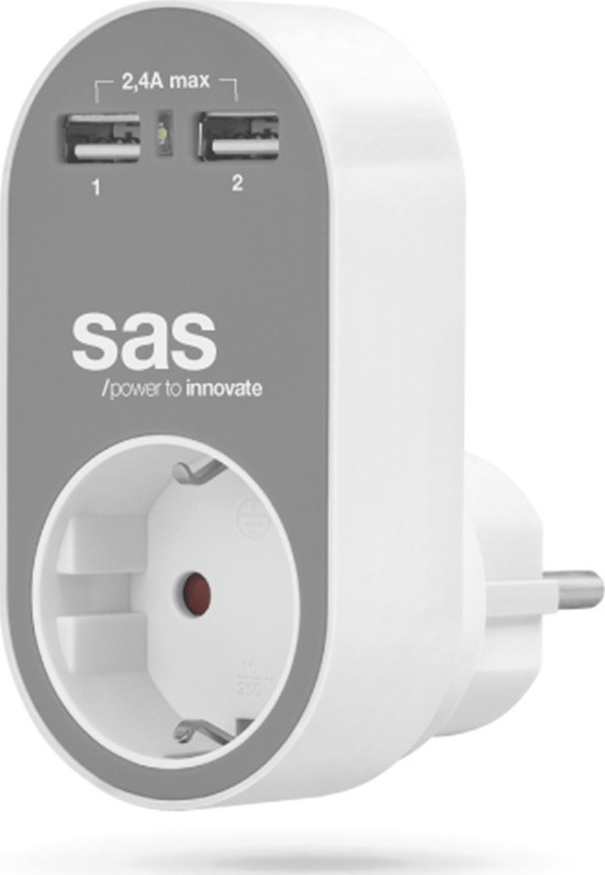 Φωτογραφία προϊόντος: SAS 2x USB Wall Adapter Γκρι (100-15-126)