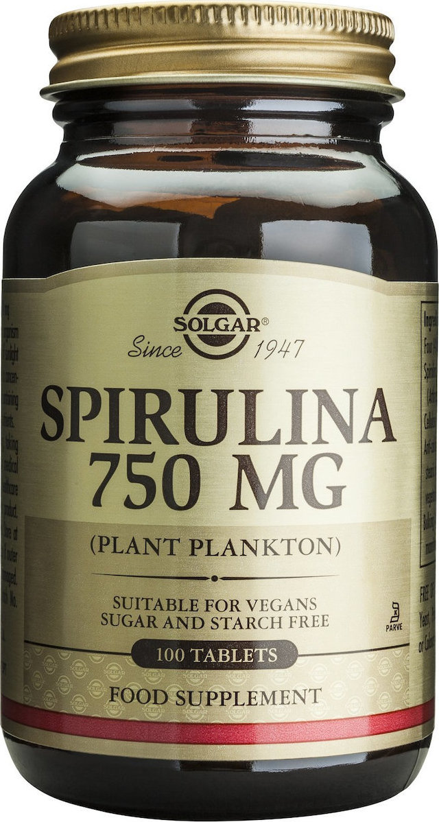 Φωτογραφία προϊόντος: Solgar Spirulina 750mg 100 ταμπλέτες