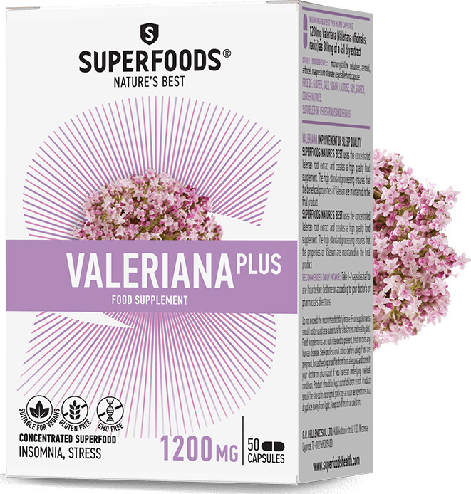 Φωτογραφία προϊόντος: Superfoods Valeriana Plus 300mg 50 κάψουλες