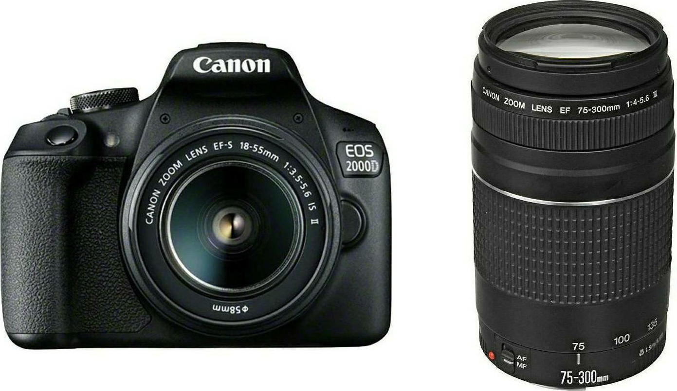 Φωτογραφία προϊόντος: Canon EOS 2000D Kit (EF-S 18-55mm IS II & EF 75-300 III) Black