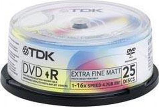 Φωτογραφία προϊόντος: DVD+R TDK Extra Fine Matt 1-16X 4.7 GB 25 pack
