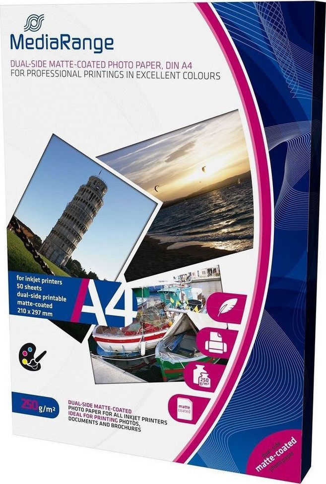 Φωτογραφία προϊόντος: MediaRange Dual Side Matte Photo Paper A4 250gr 50 Φύλλα