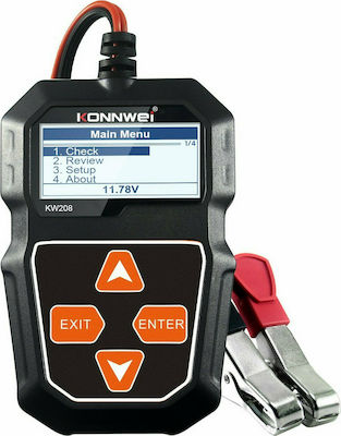 Φωτογραφία προϊόντος: Konnwei KW208 Ψηφιακό Battery Tester με Κροκοδειλάκια 12V