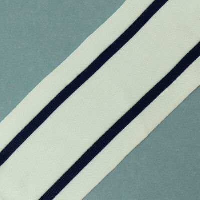 Φωτογραφία προϊόντος: Rib Tape Knitted Ecru - 2 Stripes Blue 4780 Elafi 9,5 Cm