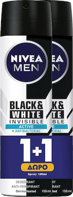 Φωτογραφία προϊόντος: Nivea Men Black & White Invisible Active Anti-perspirant Spray 2 x 150ml