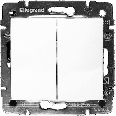 Φωτογραφία προϊόντος: Legrand Valena Life 05 Χωνευτός Διακόπτης Τοίχου για Έλεγχο Φωτισμού χωρίς Πλαίσιο και Δύο Πλήκτρα Λευκός