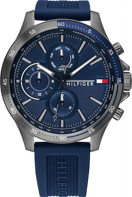 Φωτογραφία προϊόντος: Tommy Hilfiger Bank Ρολόι Χρονογράφος Μπαταρίας με Καουτσούκ Λουράκι σε Μπλε χρώμα