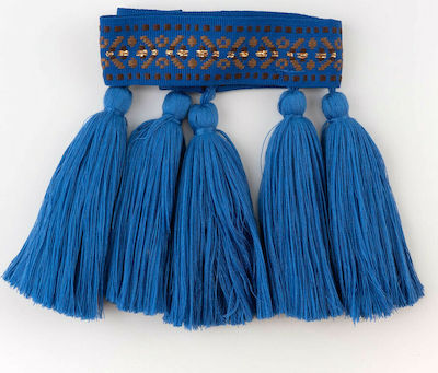 Φωτογραφία προϊόντος: Tresse Like Necklace 1891/30/2 Blue/Brown With 5x8cm Blue Tassels - 80cm Total