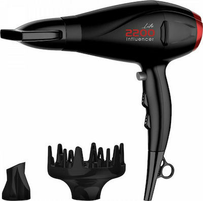 Φωτογραφία προϊόντος: Life Influencer Hairdryer Ionic Πιστολάκι Μαλλιών με Φυσούνα 2200W 221-0196
