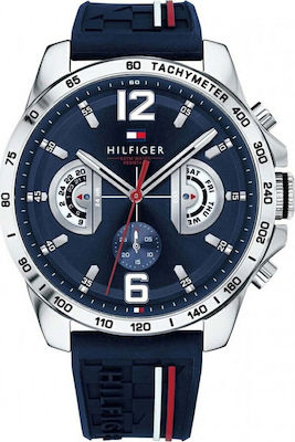 Φωτογραφία προϊόντος: Tommy Hilfiger Decker Ρολόι Χρονογράφος Μπαταρίας με Καουτσούκ Λουράκι σε Μπλε χρώμα