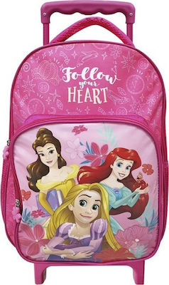 Φωτογραφία προϊόντος: Justnote Princess Follow Your Heart Σχολική Τσάντα Τρόλεϊ Δημοτικού σε Ροζ χρώμα Μ31 x Π18 x Υ42cm