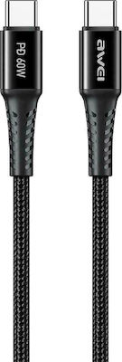 Φωτογραφία προϊόντος: Awei Braided USB 2.0 Cable USB-C male - USB-C male Μαύρο 1m (CL-111T)