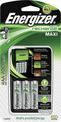 Φωτογραφία προϊόντος: Energizer ACCU Recharge Maxi Φορτιστής 4 Μπαταριών Ni-MH Μεγέθους AA/AAA Σετ με 4x AA 2000mAh