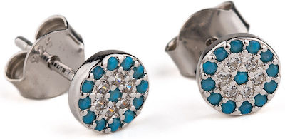 Φωτογραφία προϊόντος: Eye Stud Earrings with Turquoise Zircon – 925 Sterling Silver