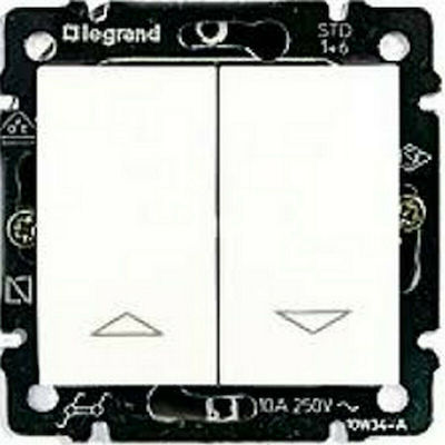Φωτογραφία προϊόντος: Legrand Neutral 06 01 Χωνευτός Διακόπτης Τοίχου Ρολών χωρίς Πλαίσιο και Δύο Πλήκτρα Λευκός