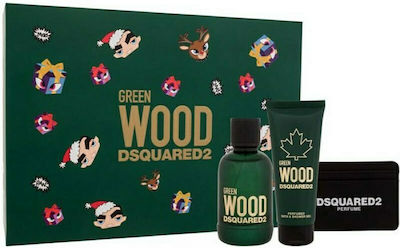 Φωτογραφία προϊόντος: Dsquared2 Green Wood Eau de Toilette 100ml, Shower Gel 100ml & Θήκη για κάρτες