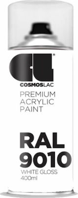 Φωτογραφία προϊόντος: Cosmos Lac Premium Acrylic Σπρέι Βαφής Λευκό με Γυαλιστερό Εφέ 400ml RAL 9010