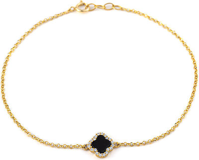 Φωτογραφία προϊόντος: Sterling silver Gold Plated Black Onyx Cross bracelet with zircon