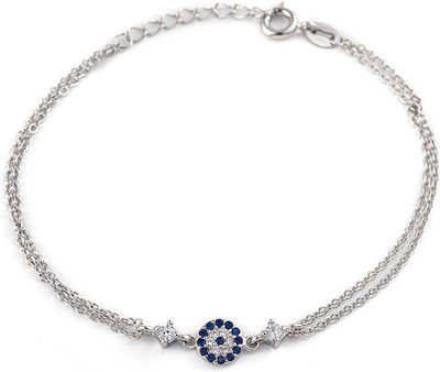 Φωτογραφία προϊόντος: Evil Eye Double Chain Bracelet with Zircon - Sterling Silver