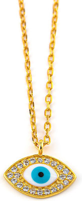 Φωτογραφία προϊόντος: 925 Sterling Silver Yellow Gold Plated Eye Necklace with Zircon