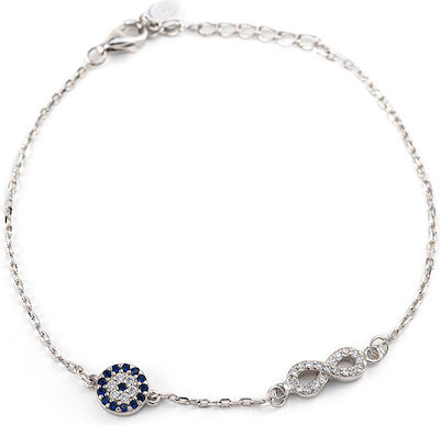 Φωτογραφία προϊόντος: Sterling Silver Evil Eye Infinity Bracelet with Zircon