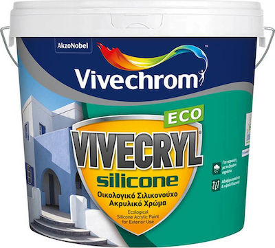 Φωτογραφία προϊόντος: Vivechrom Vivecryl Silicone Eco Πλαστικό Χρώμα Λευκό Ακρυλικό Οικολογικό 3lt