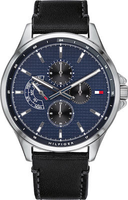 Φωτογραφία προϊόντος: Tommy Hilfiger Shawn Ρολόι Χρονογράφος Μπαταρίας με Δερμάτινο Λουράκι σε Μαύρο χρώμα