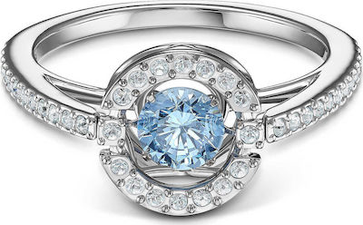 Φωτογραφία προϊόντος: Swarovski Γυναικείο Δαχτυλίδι Sparkling Dance Round Λευκό με Πέτρα Μπλε