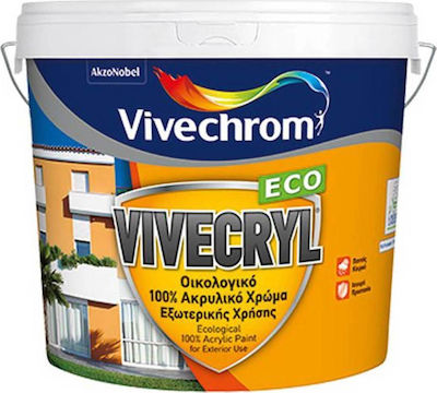 Φωτογραφία προϊόντος: Vivechrom Vivecryl Eco Πλαστικό Χρώμα Λευκό Ακρυλικό Οικολογικό 3lt