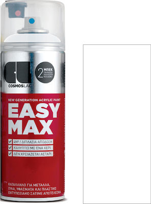 Φωτογραφία προϊόντος: Cosmos Lac Easy Max Ακρυλικό Σπρέι Βαφής Λευκό με Σατινέ Εφέ 400ml
