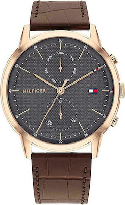 Φωτογραφία προϊόντος: Tommy Hilfiger Easton Ρολόι Μπαταρίας με Δερμάτινο Λουράκι σε Καφέ χρώμα