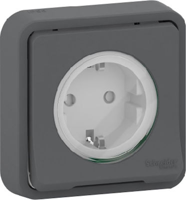 Φωτογραφία προϊόντος: Schneider Electric Mureva Styl Μονή Χωνευτή Πρίζα Ρεύματος Ασφαλείας Στεγανή με Καπάκι Γκρι