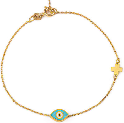 Φωτογραφία προϊόντος: Turquoise Evil Eye Cross Bracelet - Sterling Silver and Gold Plated