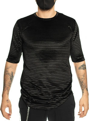 Φωτογραφία προϊόντος: TWIN BLACK MENS T-SHIRT VELVET STRIPES
