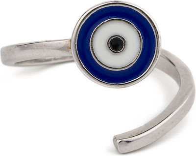 Φωτογραφία προϊόντος: Adjustable Evil Eye Ring with blue white enamel - 925 Sterling Silver