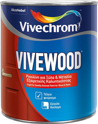 Φωτογραφία προϊόντος: Vivechrom Ριπολίνη Διαλύτου Vivewood 0.75lt Λευκό Ματ