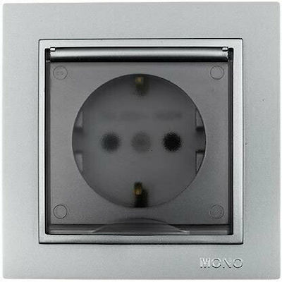 Φωτογραφία προϊόντος: Mono Electric Despina Metallic Μονή Χωνευτή Πρίζα Ρεύματος με Καπάκι Ασημί