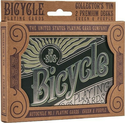 Φωτογραφία προϊόντος: Bicycle Collector Tin 2 Premium Decks Green & Purple
